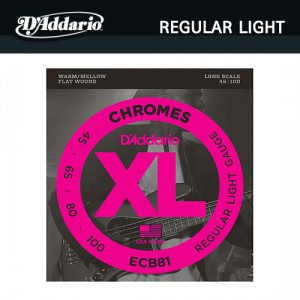 다다리오(Daddario) Flat Wound Chromes Regular Light (045-100) / ECB81 / 베이스기타줄 / 베이스기타스트링