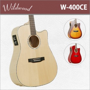 [당일배송] Wildwood W400CE / 와일드우드 W-400CE / 와일드우드 탑솔리드 컬러 EQ 통기타 / 플레임 메이플 측후판 / 국내생산